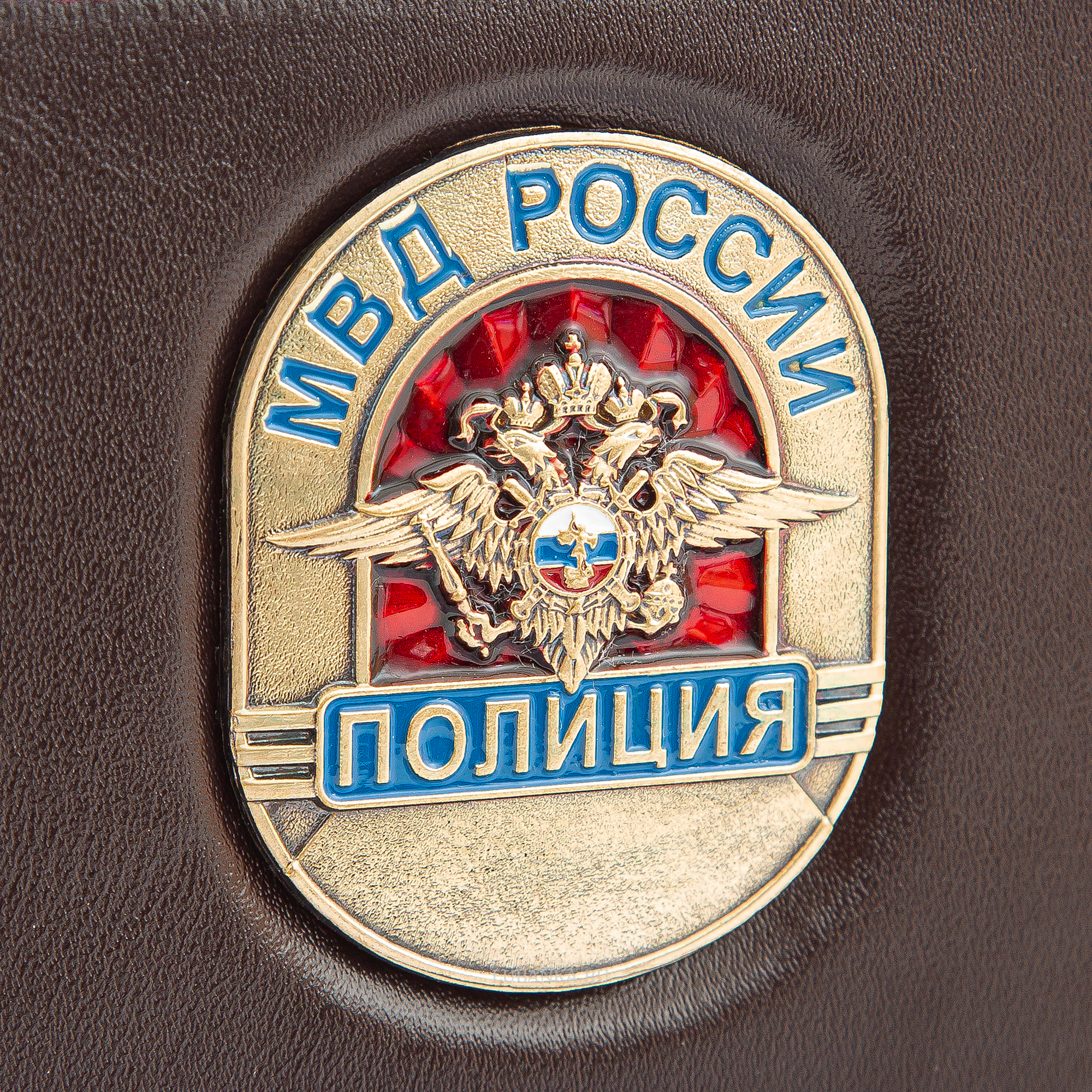 Обложка для автодокументов и удостоверения Полиция с жетоном бордовая